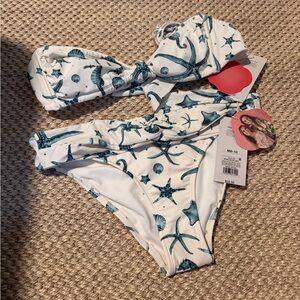 Agua Bendita for Target White Bikini with Teal Sea Life Print